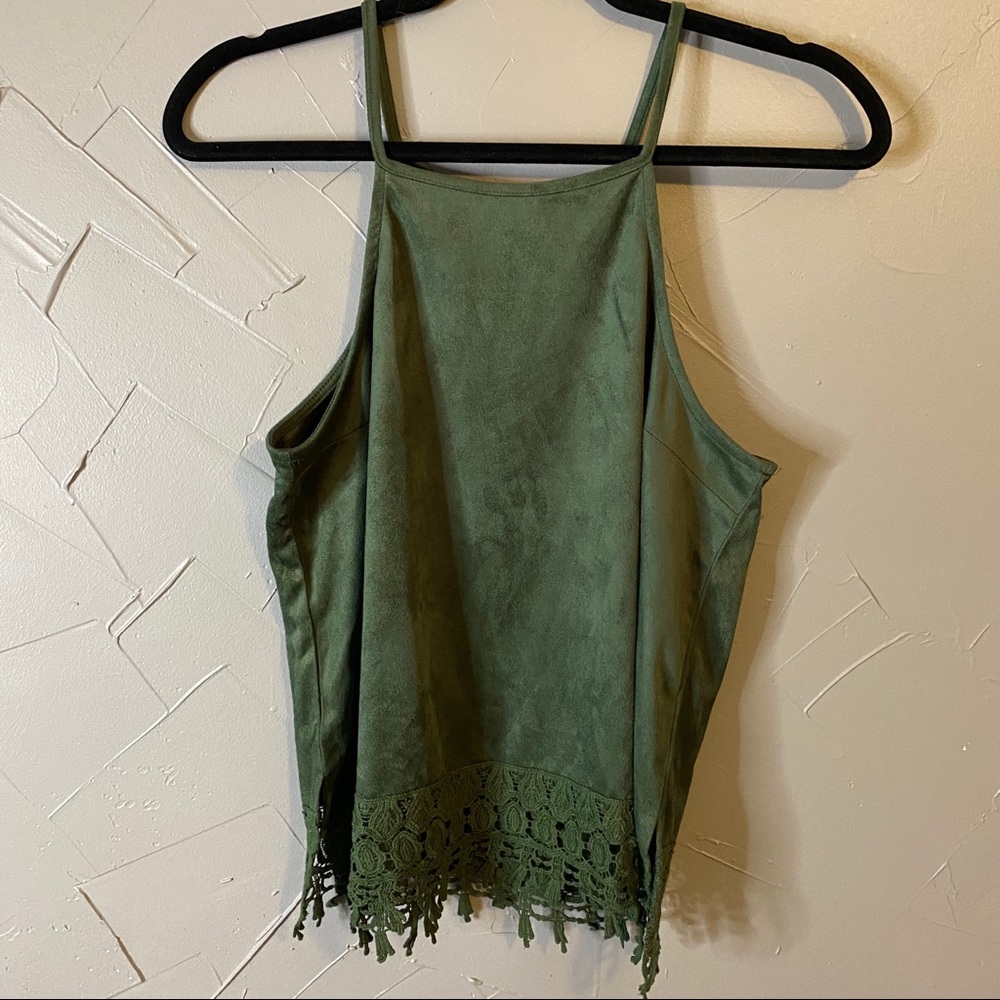 NWOT. Green Suede-Like Tank Top